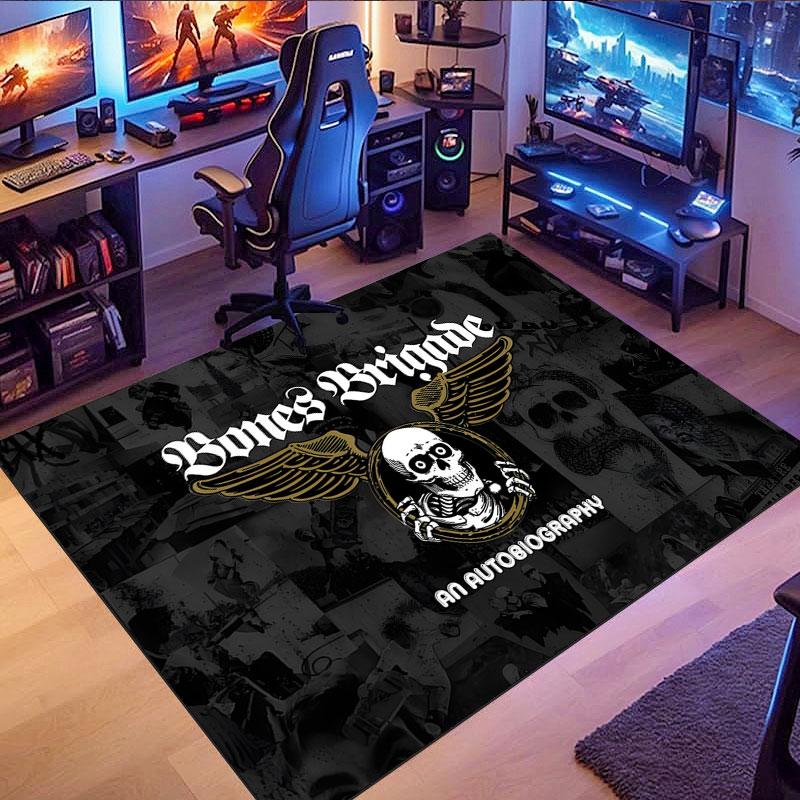 Powell Peralta Skateboard Logo Rug, suitable for living room, bedroom, game room, computer room and home décor.