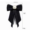 Crystal Pearls Ribbon Bowknot Brooch Pin Bowtie for Women Shirt Jabot Collar Pre Tied Necktie Clip Clothing Accessories