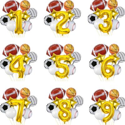 1set Sports Balloons 18inch Football Basketball Baseball Volleyball Soccer Foil Ballon for Sport Theme Birthday Party Decoration