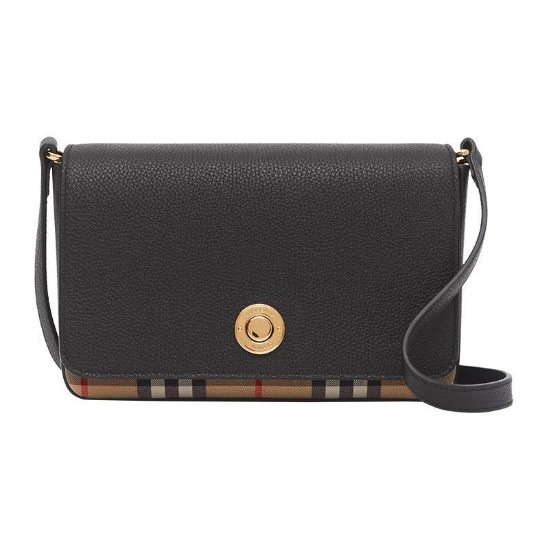 

Burberry Vintage Check Leather Shoulder Bag Small Women bags Black 8023226 Basic Set (Bag+Dust Bag)