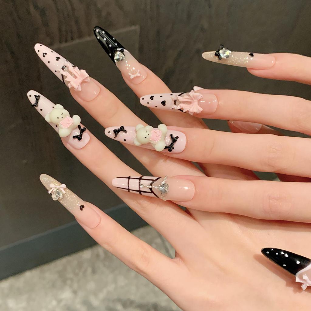 Yihe Schneepulverbär: Süße Cartoon Rouge Nagelaufkleber | Handgemacht & Tragbare Aufhellung