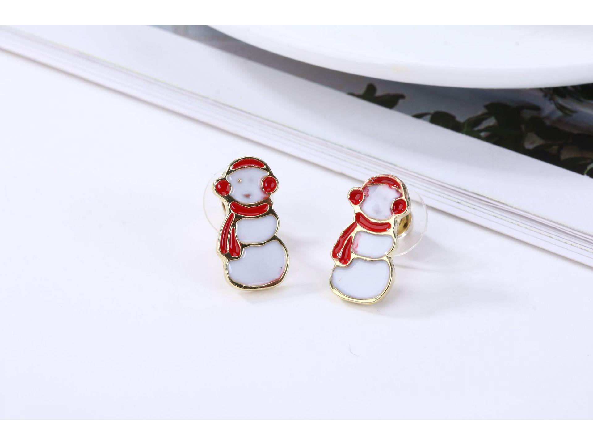 

Европейско-американские рождественские серьги-пусеты «Снеговик» - Простой милый дизайн