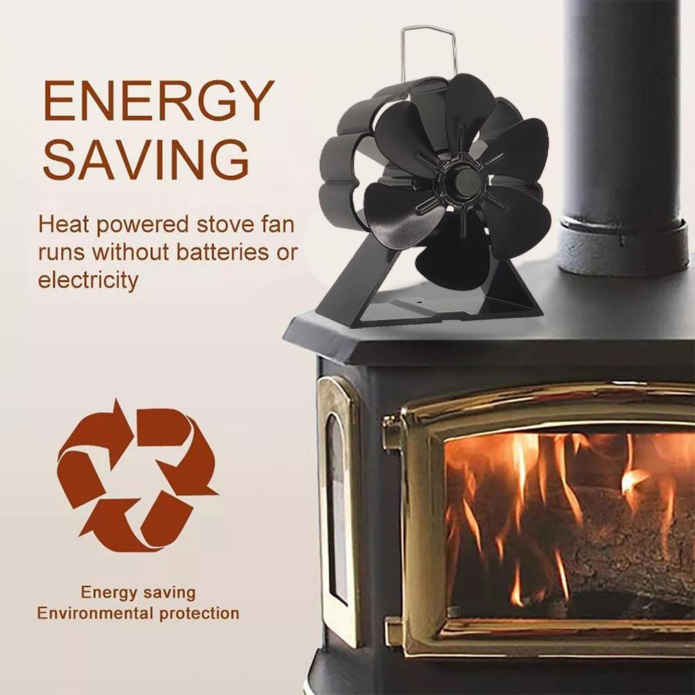 6 Blades Mini Fireplace Fan Heat Powered Stove Fan Wood Log Burner Eco Quiet Energy Saving Heater Home Efficient Heat Distribute