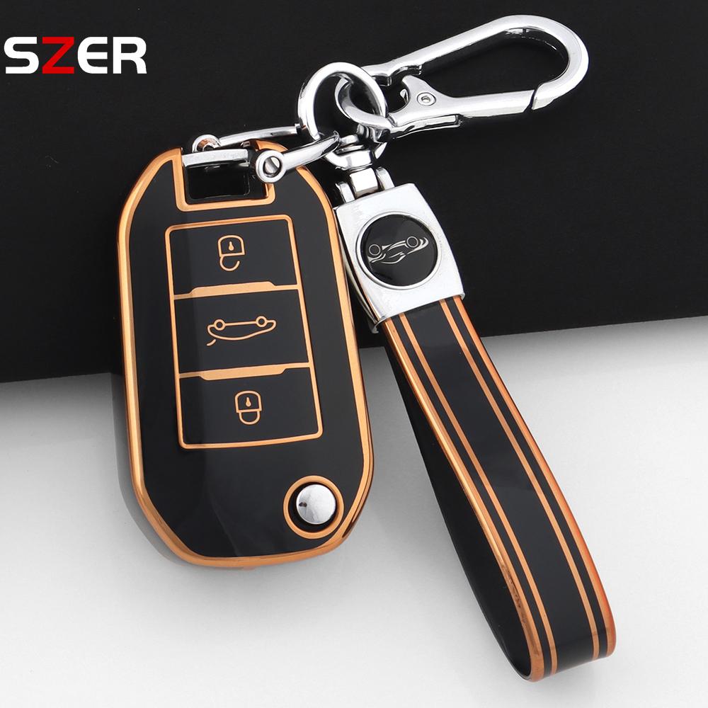 New Tpu Car Key Case Cover For Peugeot 208 308 408 508 2008 3008 4008 5008 For Citroen C3 C4 Cactus C6 C8 Protected Shell Fob