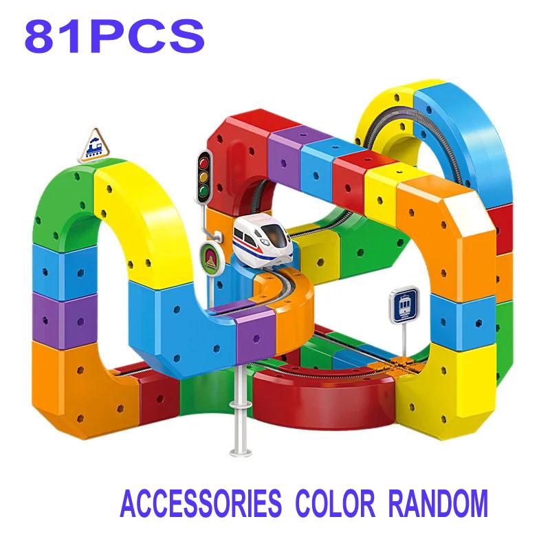 Non-Toxic Magical Track Train Kids Diy Building Blocks Educational Toy Magnetic Rail Car Cube Toys Construction Children Christmas Gifts