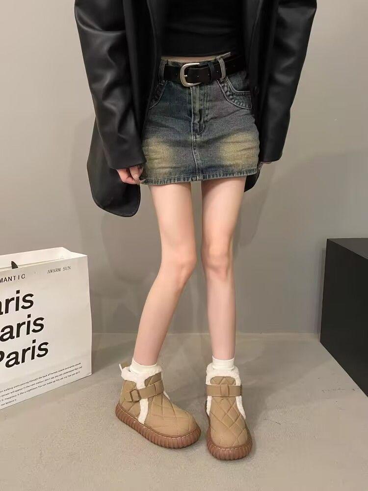 Women's Waterproof Fleece-Lined Winter Shoes - Non-Slip, Thick-Soled Cotton Footwear