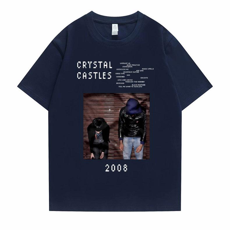 Crystal Castles Graphic T Shirts Male Gothic Music Band T Shirt Men's Vintage Tshirt Men Women Hip Hop Rock Oversized T-shirts