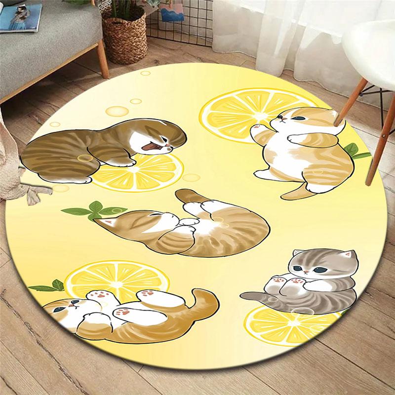 Mofusand Round Area Rug,Carpet Rug for Living Room Bedroom Sofa Playroom Decor,Non-slip Floor Mat