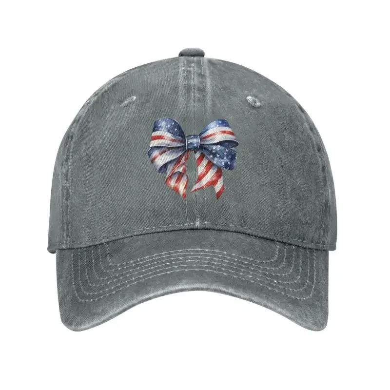 Custom Cotton 4th Of July Ribbon Baseball Cap Outdoor Women Men's Adjustable Dad Hat Summer
