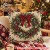 2D FLAT 1pc Retro Christmas Wreath Pillowcase, Flat 2D Printing Technique, Light-Toned Decorative Pillowcase for Home Use, Suitable for Bedroom, Livin