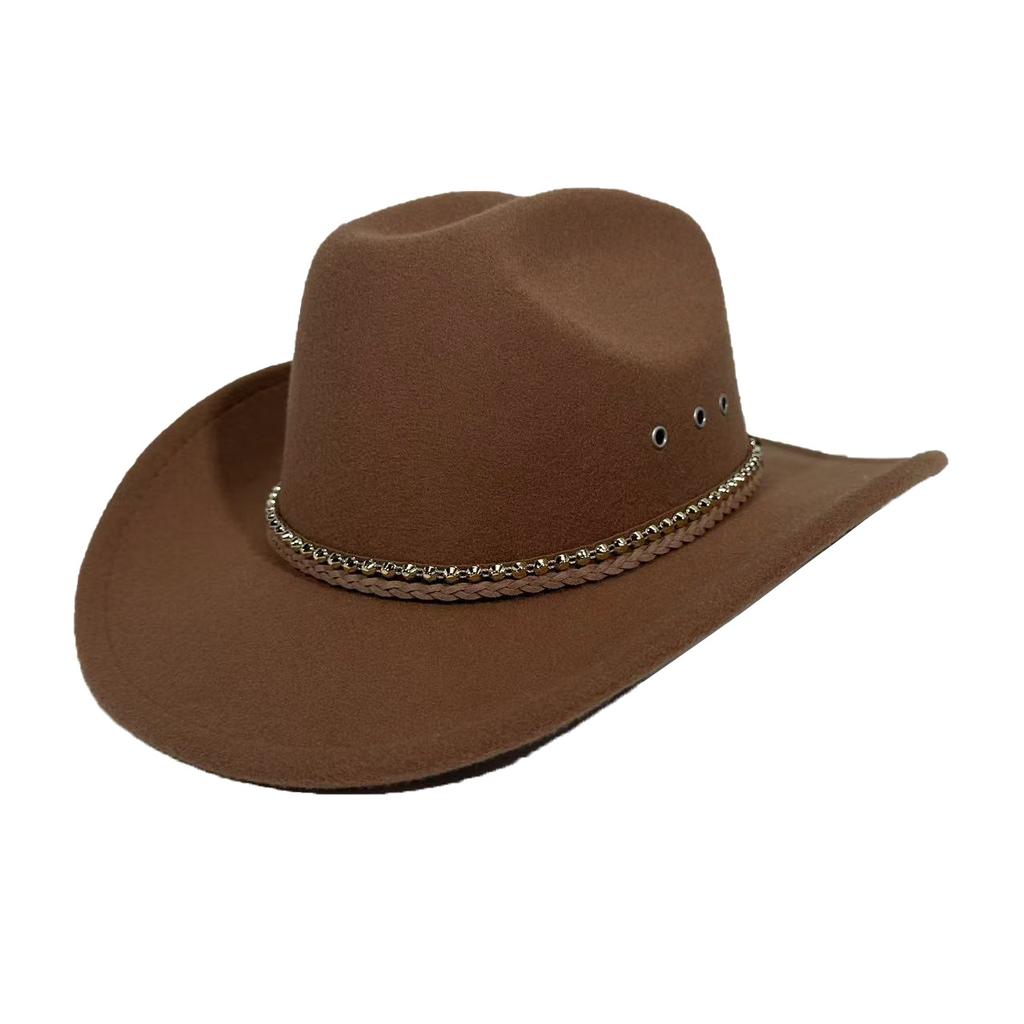 American Western Cowboy Hat Men'S And Women'S British Vintage Jazz Hat Felt Hat Big Brim Travel Hat