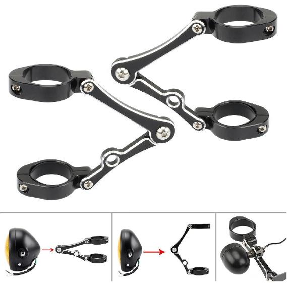 33mm-58mm Uchwyt Reflektora Mocowanie Zacisk Rura Lagowa Uchwyt Lampy 54mm 49mm 45mm 41mm 37mm Motocykl Bobber Cafe Racer Uniwersalny(Pasuje do 45-49mm Czarny)