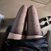 Red Heart Dots Woman No Edge Sexy Oil Shiny Retro Stockings Transparent Glitter Thigh High Medias Smooth Nylon Shine Stockings