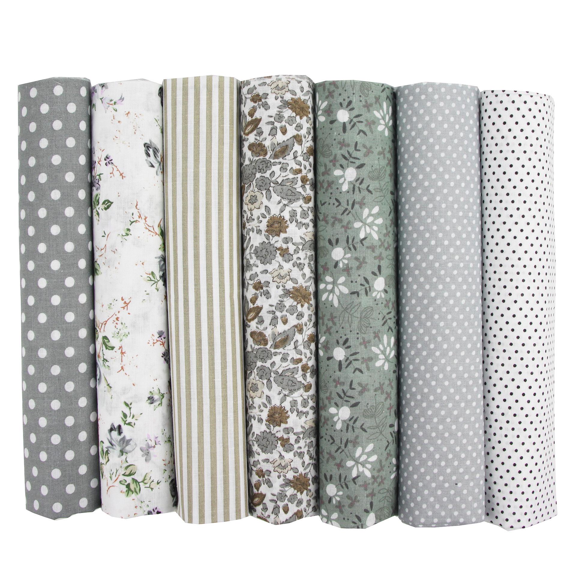 

Комплект из 7-ми цветных тканей для пэчворка: Однотонный, цветочный, клетчатый, в горошек, хлопчатобумажная ткань своими руками, принты с изображением свежих растений