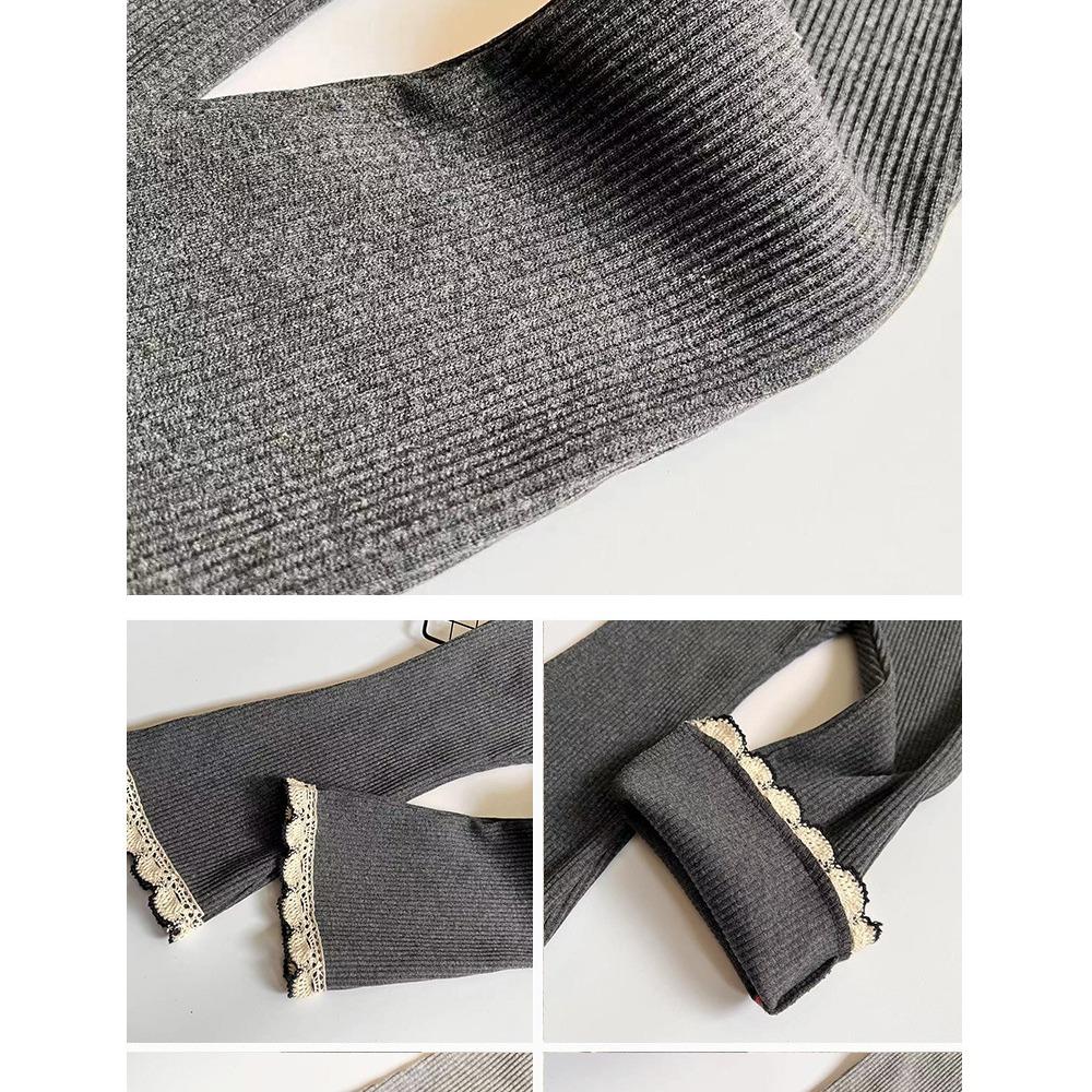 Spring and Autumn Children's Pants Girls' Casual Versatile Thin Pants Solid Color Lace Flared Pants