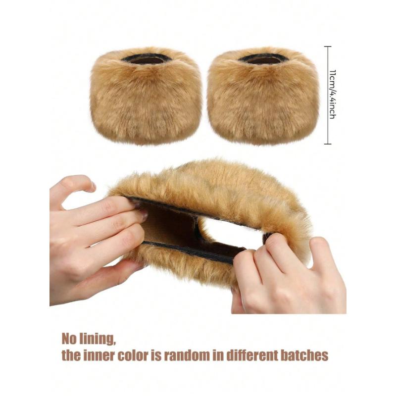 1 Pair Faux Fur Short Wrist Cuff, Elegant & Cute Fingerless Arm Warmer Sleeve For Women, Suitable For Daily Wear, Party, New Year Events