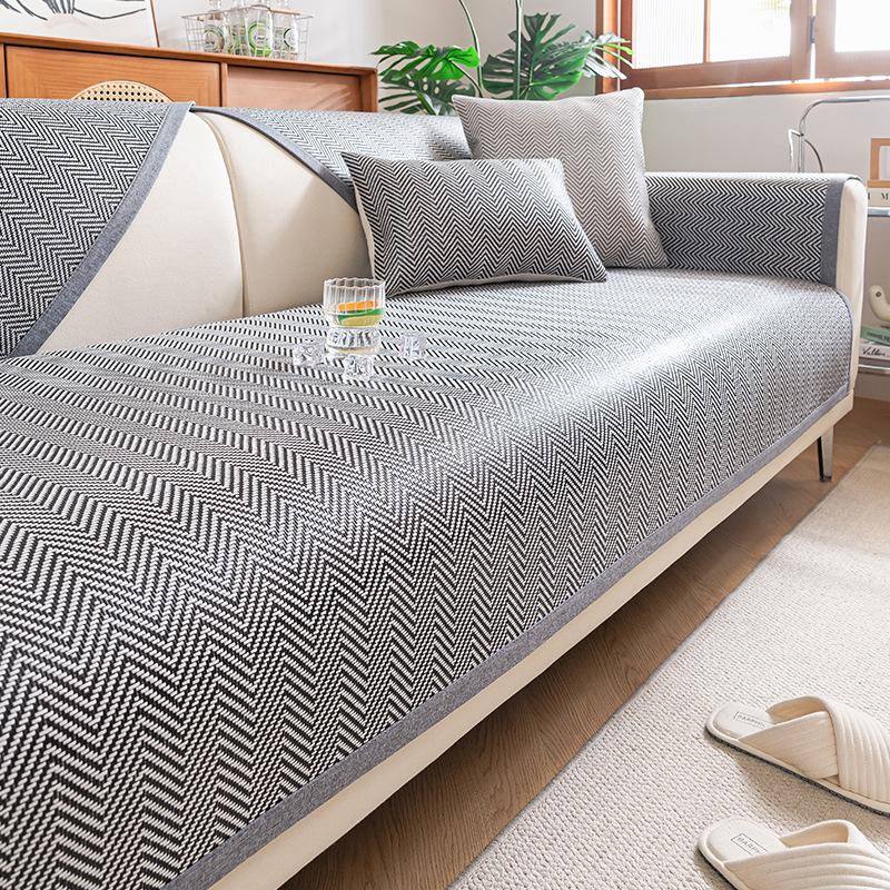 New Cool Sofa Cushion Combination Sofa Light Luxury Ice Rattan Mat Combination Sofa Cushion Cover Summer Seat Cushion