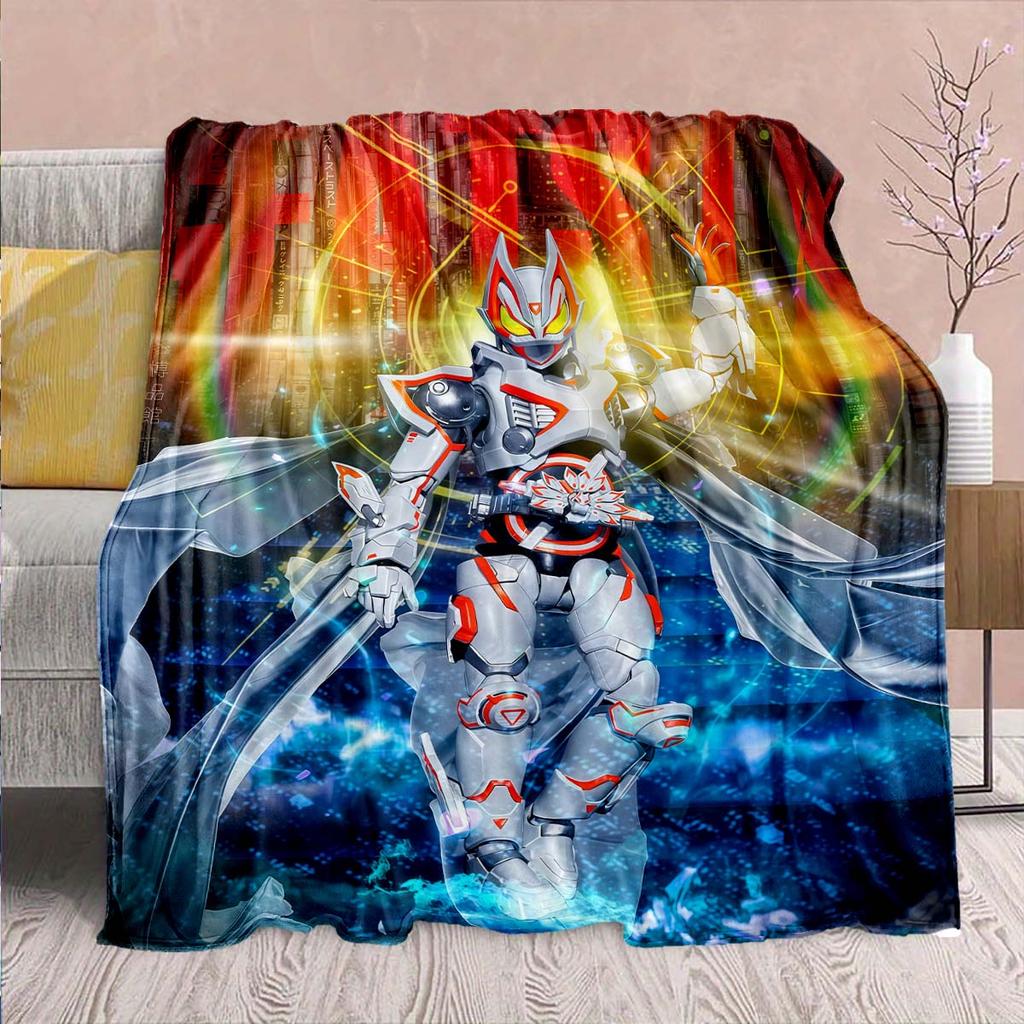 Kamen Rider Anime Flannel Blanket – Soft, Warm, Perfect for Sofas, Bedding, Camping, Travel, Office, and Home Decor – QJY