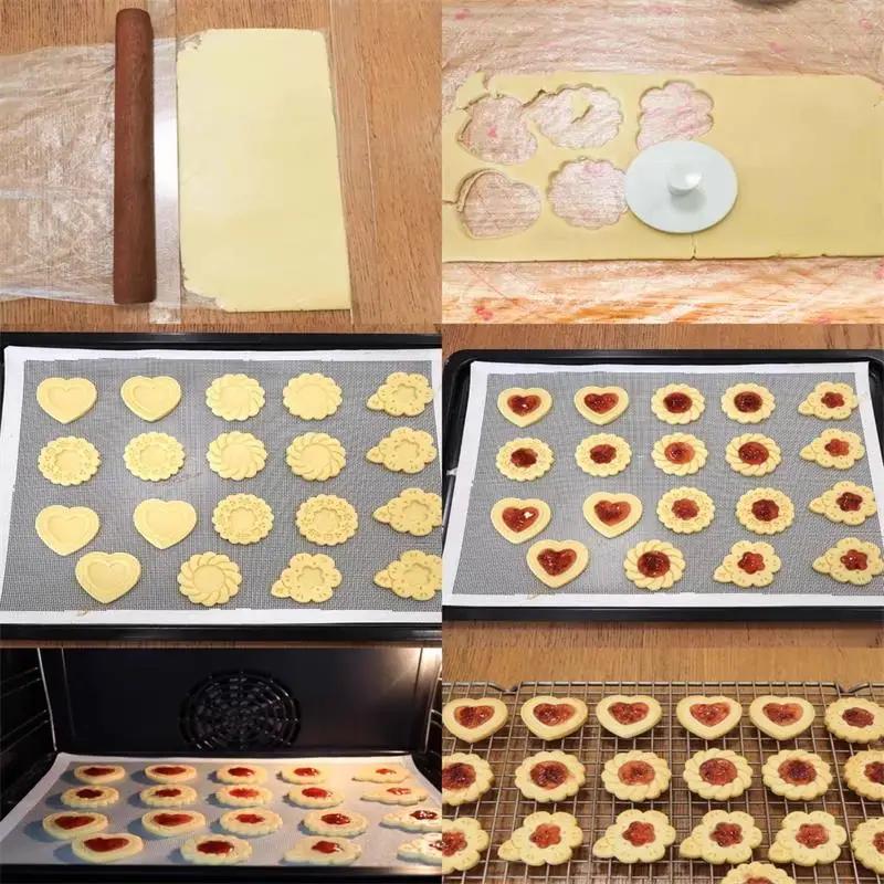 New Jam Sandwich Flowers Cookie Cutter 3D Christmas Biscuit Mould Pressable Fondant Stamp New Year Cake Decor Baking Supplies