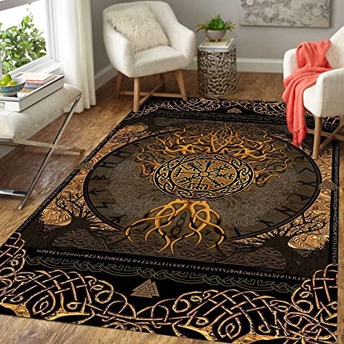 Viking Bear Printing Carpet for Living Room Room Decor Coffee Table Large Area Rug Non Slip Halloween Floor Rugs for Living Room