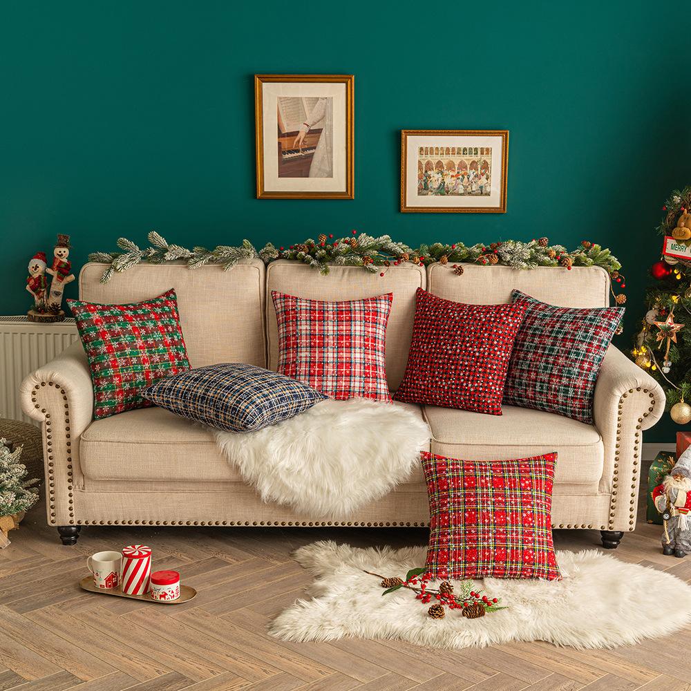 Set of 2 Merry Christmas Decorative Pillow Cover Snow Winter with Snowflakes Falling White Crystal Double Sided Throw Pillow Covers Sofa Cushion Cover