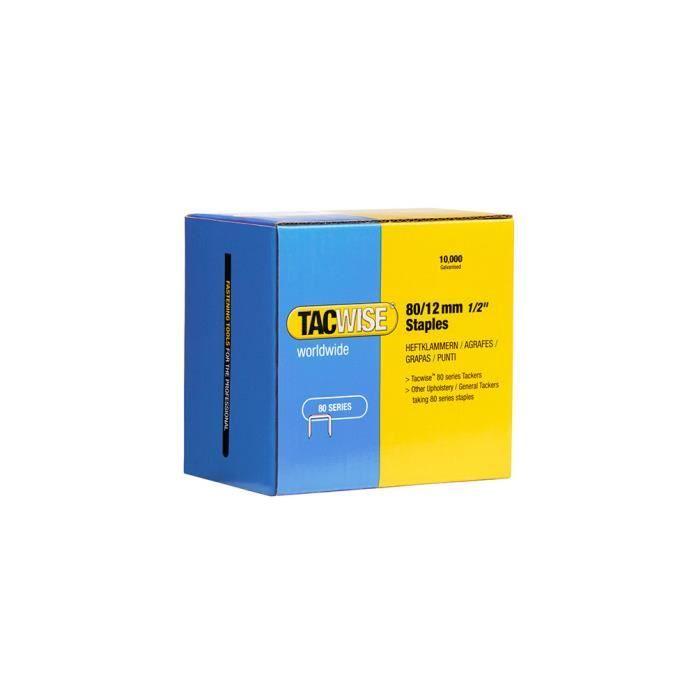 Boîte de 10000 agrafes galvanisées de type 80 L. 12 mm - TA-0384 - Tacwise
