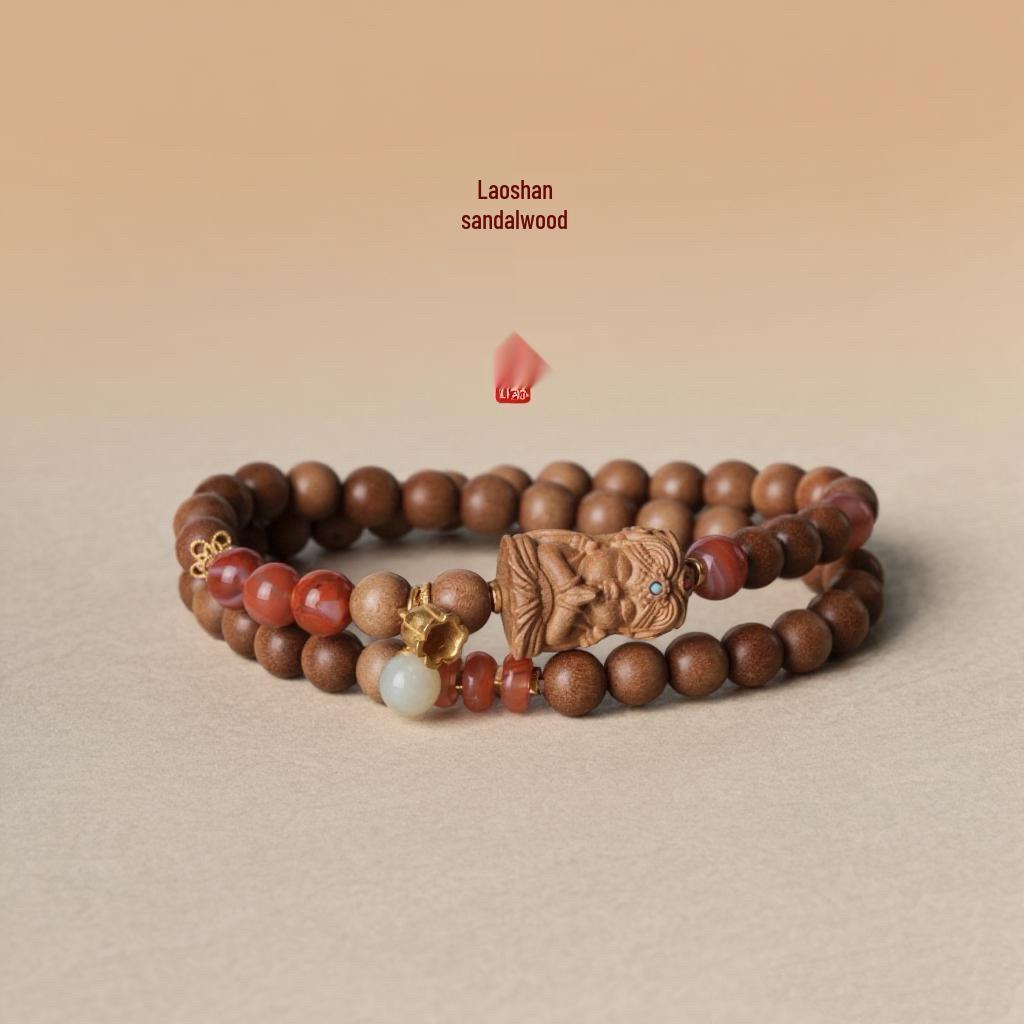 

Браслет из бусин сандалового дерева Майсурской черной древесины высокой чистоты с тиснением, 8 бусин, 6/8 мм, унисекс.