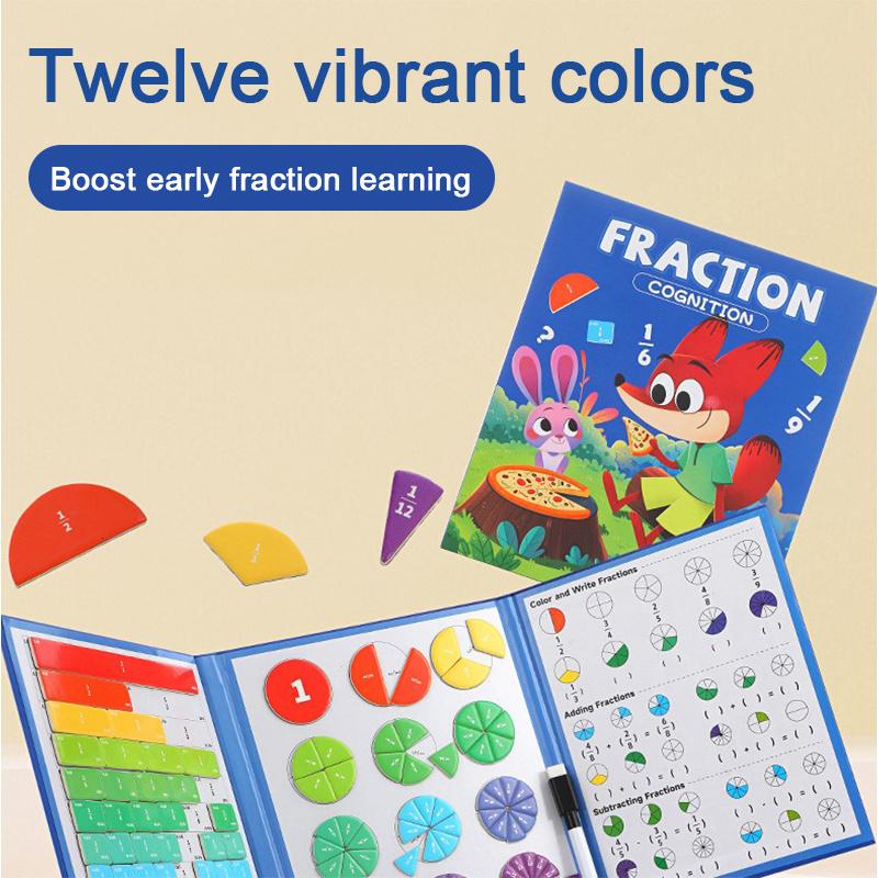 Magnetisches Bruchlernspielzeug für Kinder - Dreifach faltbare pädagogische Mathe-Scheibe mit visuellen Teilungspuzzles