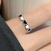 925 Sterling Silver Black And White Heart Connected Adjustable Rings For Women Engagement Wedding Vintage Jewellery Argent 925