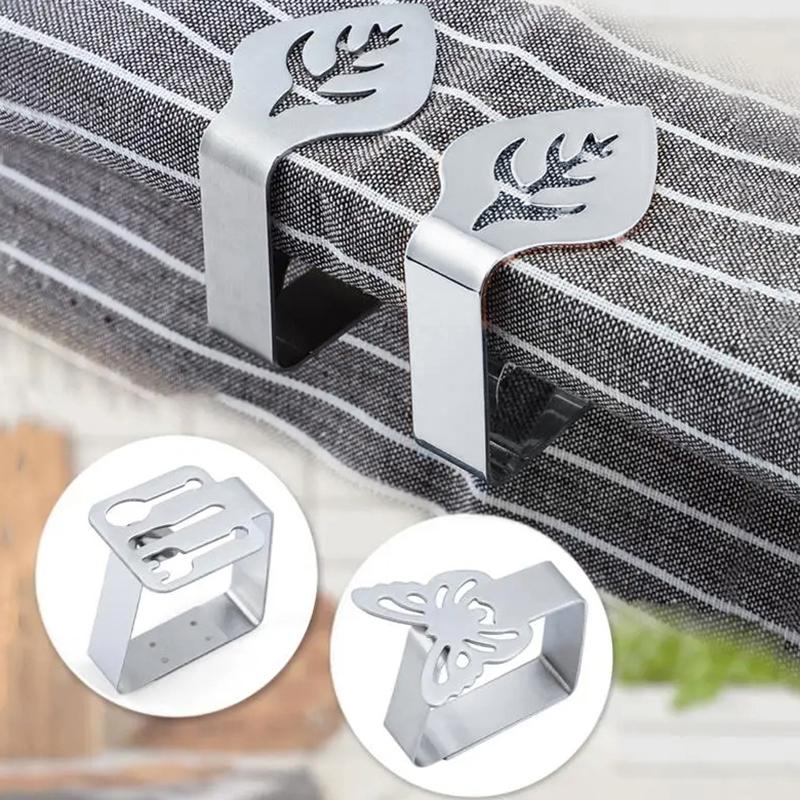 4Pcs Stainless Steel Tablecloth Clips Decorative Leaf Butterfly Tablecloth Clamp Table Cover Clamps For Picnic Bbq Wedding Decor