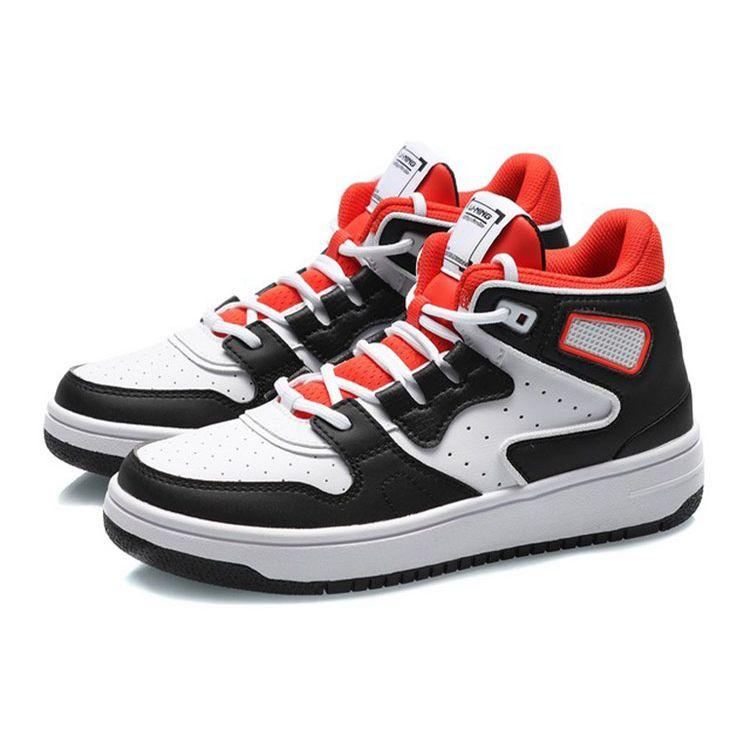 Li Ning Comfortable Versatile High-Top Kids Skate Shoes Kids Sneakers Black White YKCQ292-3