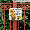 2D Flat, 1pc Vintage Aluminium Metal Sign, Outdoor Decorative Wall Sign, Retro Tin Sign Style, Kindness, "Sunflower Wishes and Honey Bee Kisses