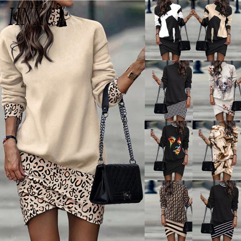HNXC Women's Fashion Autumn Winter Long Sleeve Casual Dresses