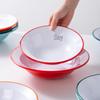 A8 Two-Color Melamine Straw Hat Bowl - Imitation Porcelain Large Serving Bowl for Restaurants, Soup, Pasta, and More.