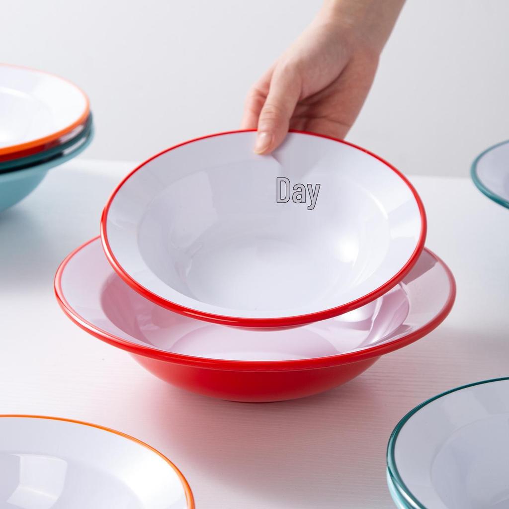 A8 Two-Color Melamine Straw Hat Bowl - Imitation Porcelain Large Serving Bowl for Restaurants, Soup, Pasta, and More.