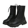 Boots Women 2025 Autumn Winter PU Leather White Ankle Boots Motorcycle Botines Female Chunky Heels Platform Boots Botas Mujer