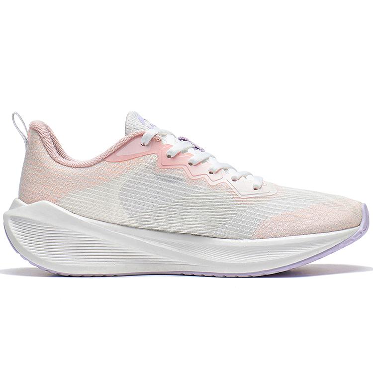 Li Ning Wuyue Cushioning Slip Resistant Abrasion Resistant Breathable Low top Casual Running Shoes Women's White Pink ARST004-1