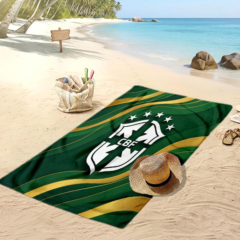 Ręcznik plażowy z nadrukiem piłkarskim Brazylii, szybkoschnący, super chłonny, miękki ręcznik kąpielowy na basen, plażę, podróż, pamiątka dla fana