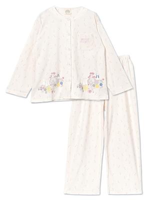Long Plus Pants Soothing Floral Authentic Floral Print Cotton Blend Absorbent [repose Time] Women's Open-Front Pajamas, Sleeves, Sizes, Loungewear,