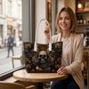 Gothic Skull Print Tote Bag Vintage Style Shoulder Bag for Daily Use