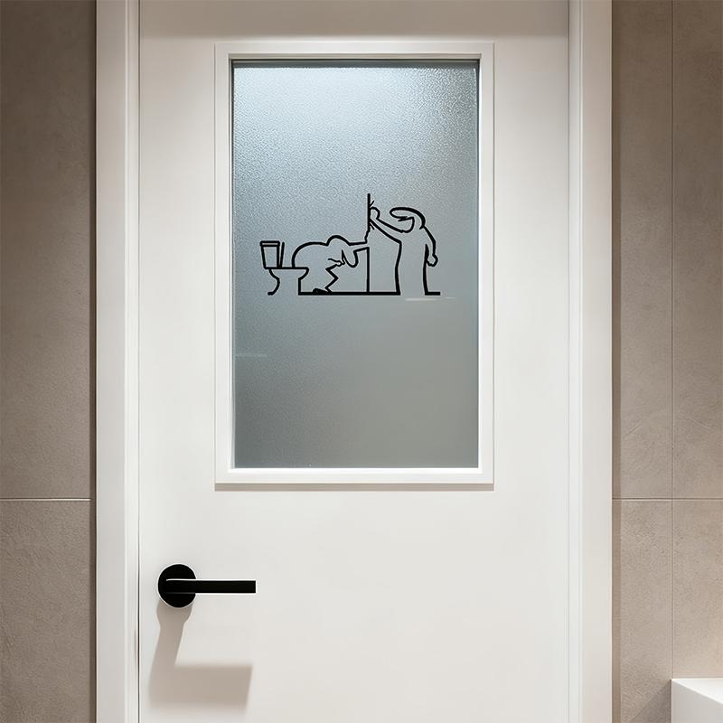 Minimalistický kovový koupelnový znak Ornament Symbol toalety Sprchová figurka Dveřní umělecký znak Domácí nástěnná umělecká dekorace Humorný design
