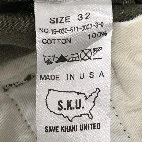 Made in USA S.K.U. SAVE KHAKI UNITED Cotton Pants Men's M W32 Inseam 75cm Khaki Military(USED)