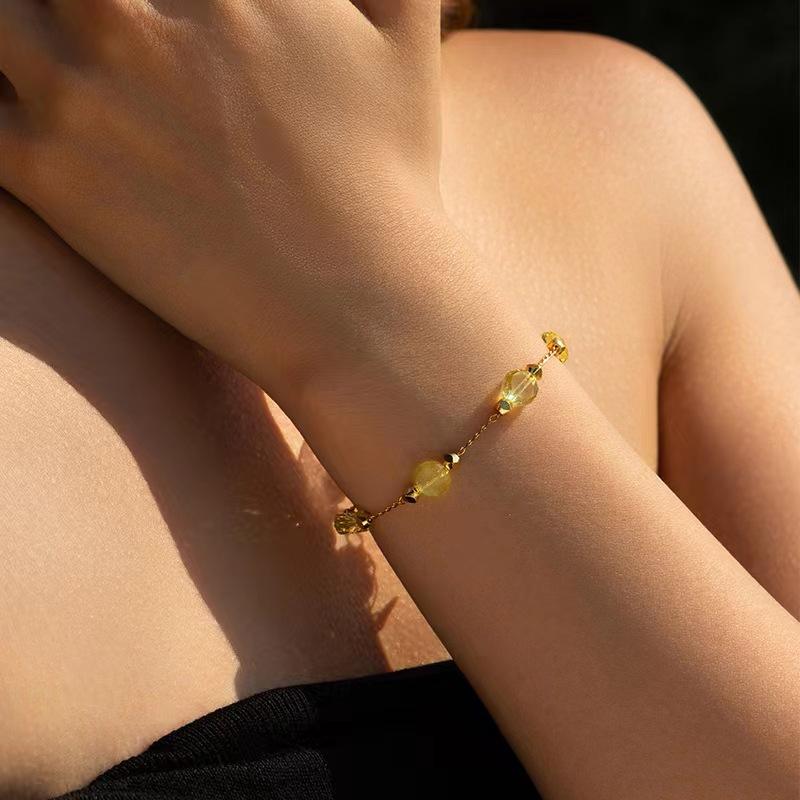 Ins Wind Colored Glass Diamond Bracelet Small Fresh INS Natural Simple Model, Dopamine Handmade Chain