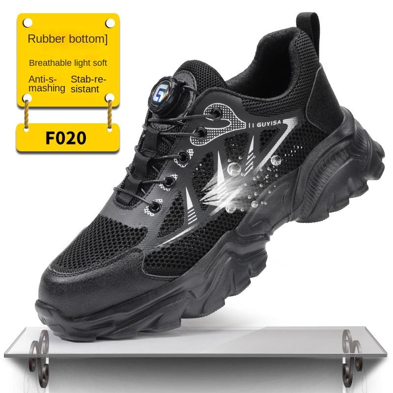 Rotating Button Labor Insurance Shoes, Smash-proof and Puncture-proof, Safety Shoes, Comfortable and Tired Feet, Work Shoes