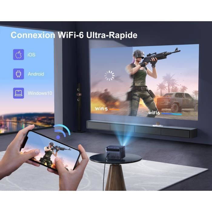 Wimius-Projector P64 Native, Full HD 1080P, 500 ANSI 15000L, 4K Support, WIFI .