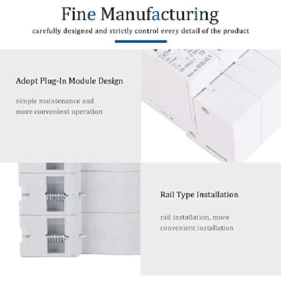 4P 40KA House Protector,220V Protective Device,Din Rail Low‑Voltage Arrester,Fire Proof,High Conductivity,Quick Response,for Protect Electric