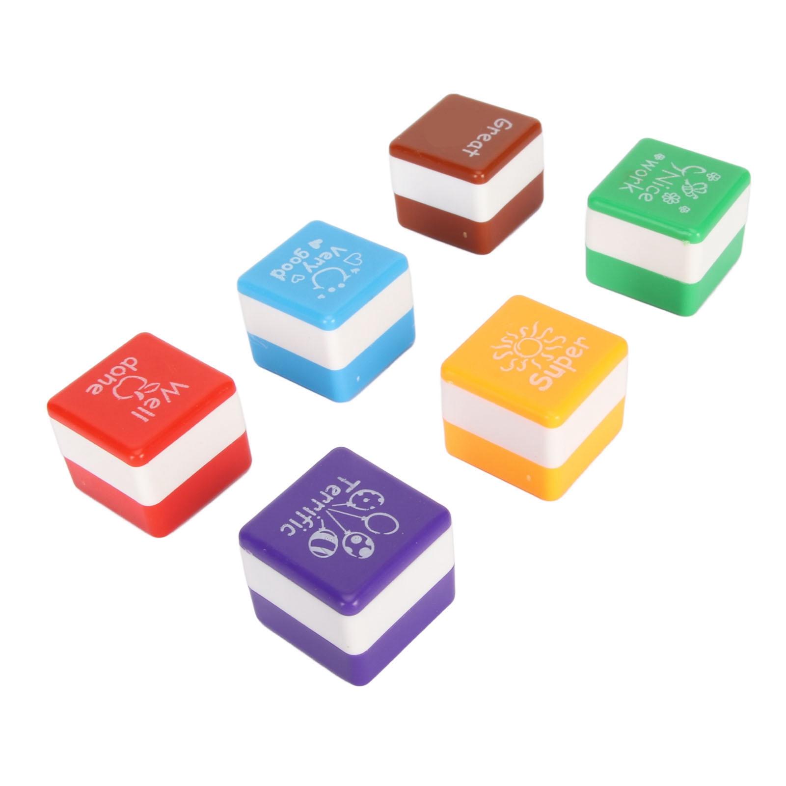 

6 шт. штампов для учителей, многоцелевой мультфильм, мотивация на английском языке, образовательный набор штампов для самостоятельного нанесения чернил для школьного класса разноцветный