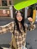 Stylish Spring 2026 Korean Plaid Scarf Shirt - Women's Loose Long Sleeve Top