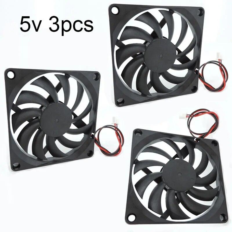 

8 см 8010 DC 5 В 12 В 24 В охлаждающий вентилятор бесщеточный для деталей 3D-принтера Reprap DC кулер 80x80x10 мм пластиковый вентилятор 2pin 8010 5V 3pcs