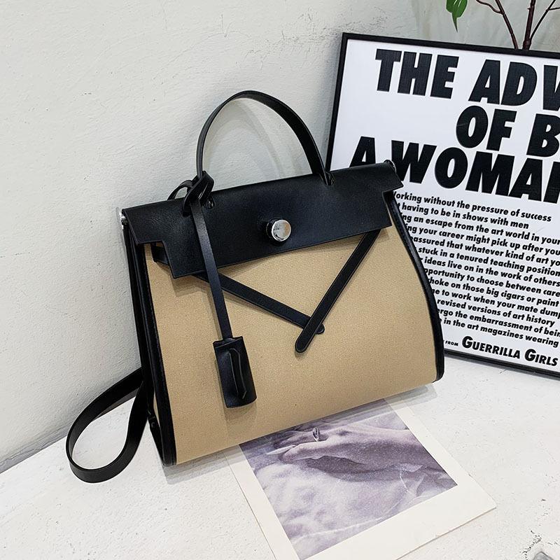 Autumn and Winter New Canvas Commuter Big Hand Shoulder Oblique Span Trendy Women Bag